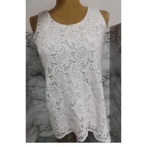 Sleeveless Lace Front Knit Top SMALL